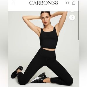Carbon 38 black ribbed tank and legging set